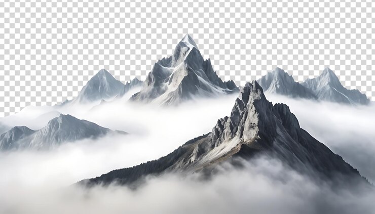 PSD los majestuosos picos de las montañas