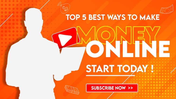PSD make money youtube thumbnail template and make money web banner template