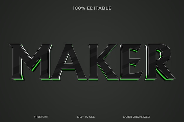 Maker 3D Text Effect with Green Accent