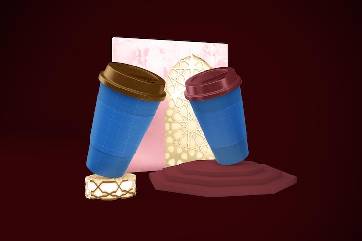 PSD maket cangkir kopi arab