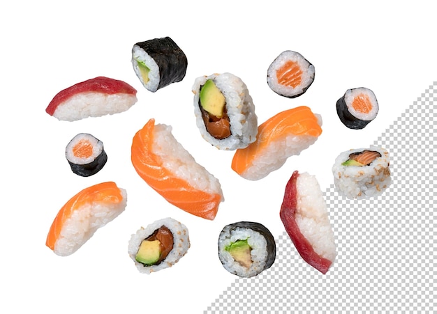 Maki sushi che cade mockup