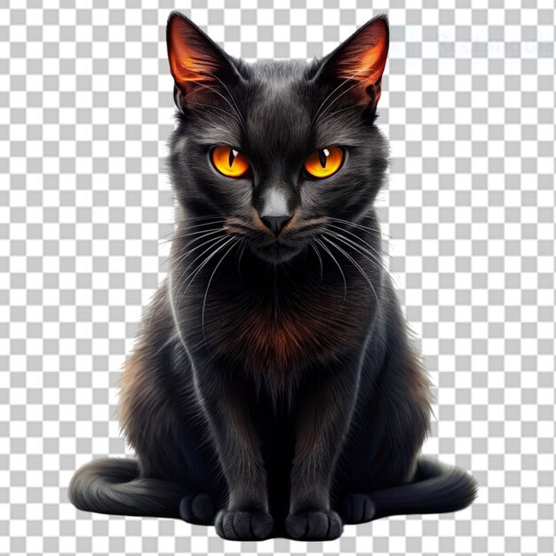 PSD el mal de halloween gato negro sobre un fondo transparente