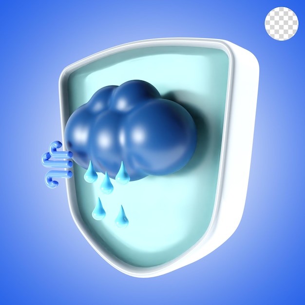 mal tiempo con escudo icono de fondo renderizado en 3D