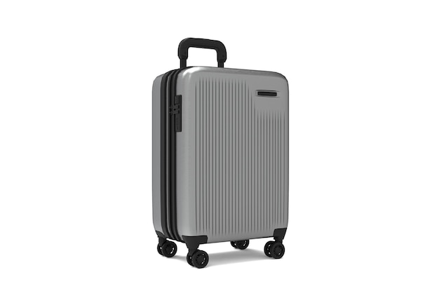 Mala de viagem isolada Conjunto de bagagem de plástico cinza ou bolsa de bagagem de férias em fundo branco D