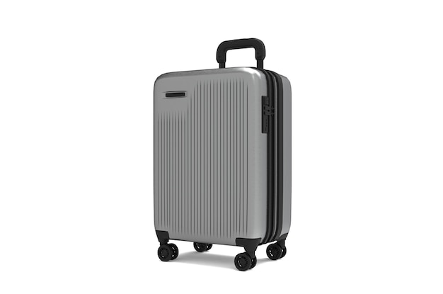 Mala de viagem isolada Conjunto de bagagem de plástico cinza ou bolsa de bagagem de férias em fundo branco
