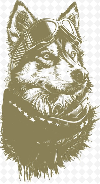 PSD malamute-hund mit winterschal und brille sieht bereit aus f tiere skizzenkunst vektorkollektionen