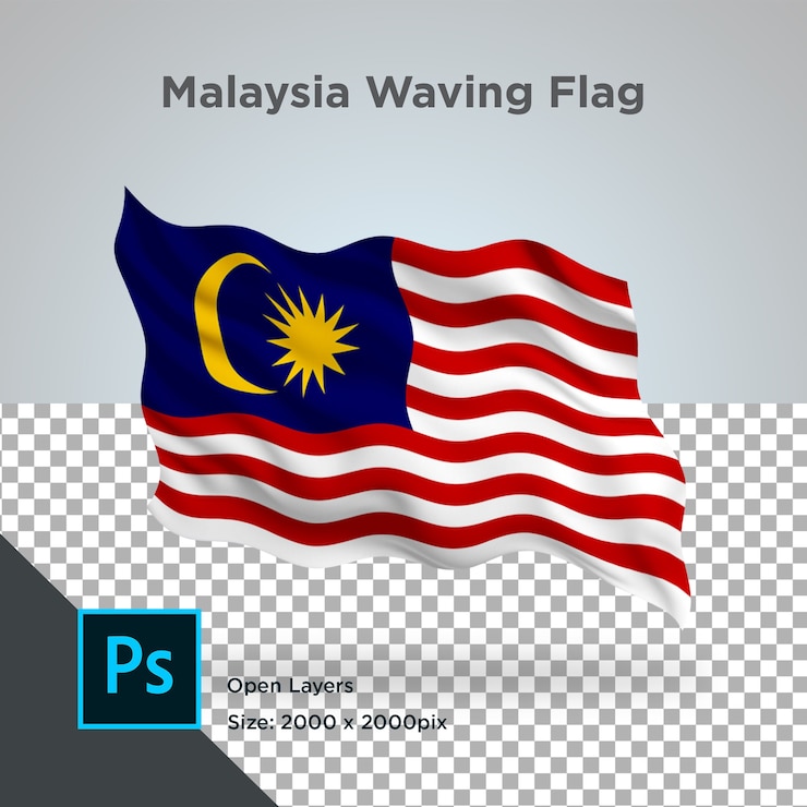 PSD malaysia flag wave design transparent 