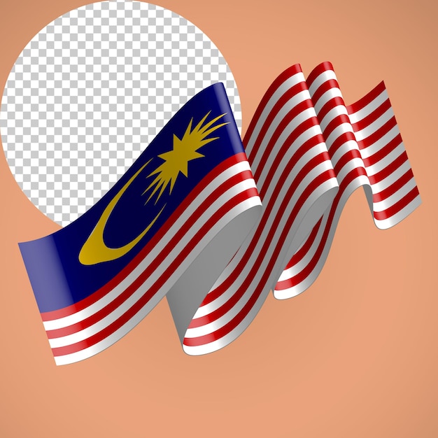 Malaysia-Flagge im wellenförmigen Stil 3D-Floating