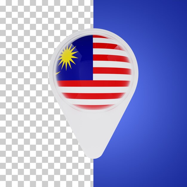 Malaysia-flaggen-pin-kartenlage 3d-darstellung