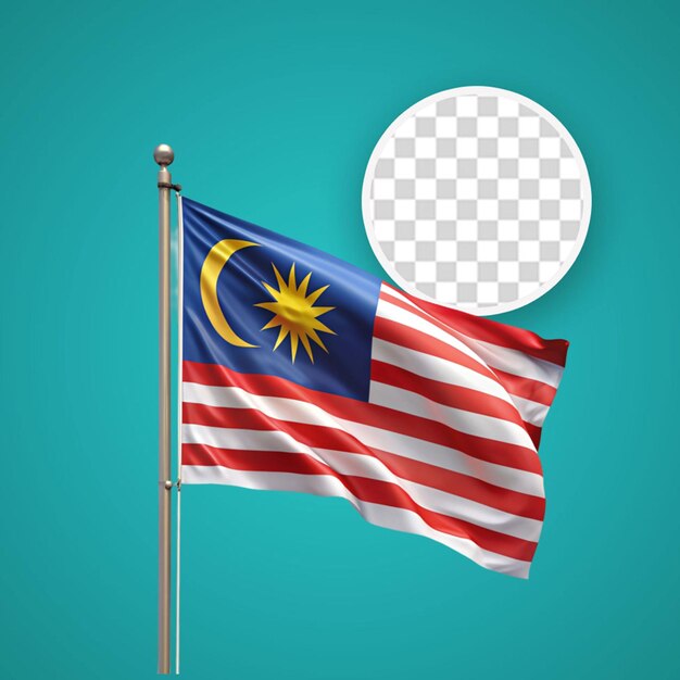 PSD malaysia waving flag isolated on gray background