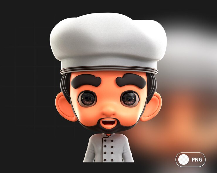 PSD male chef 3d avatar illustration