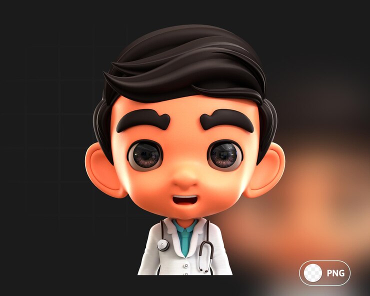 PSD male doctor 3d avatar illustration