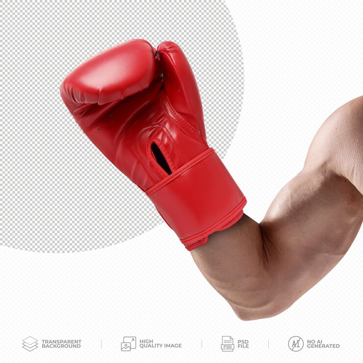 PSD male hand in boxing glove on transparent background psd