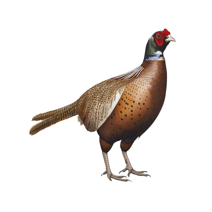 PSD male ringnecked pheasant with white background