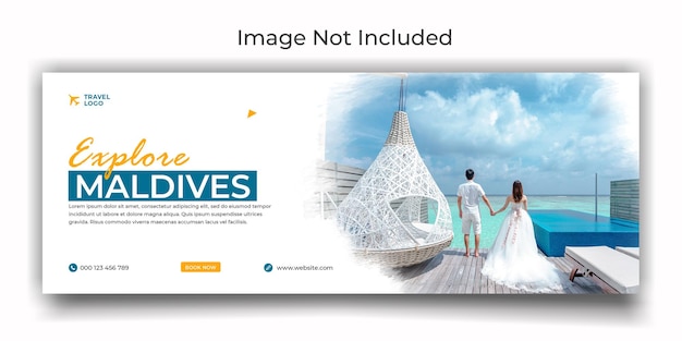 PSD malediven-reisebüro-social-media-cover und web-banner-template-design