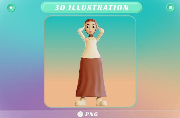 Malestar de personaje hijab 3d