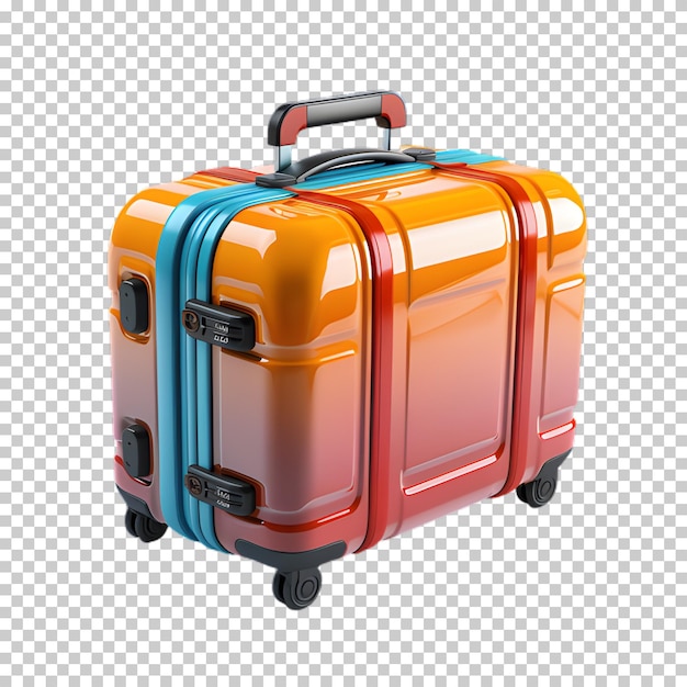 PSD maleta 3d sobre fondo transparente