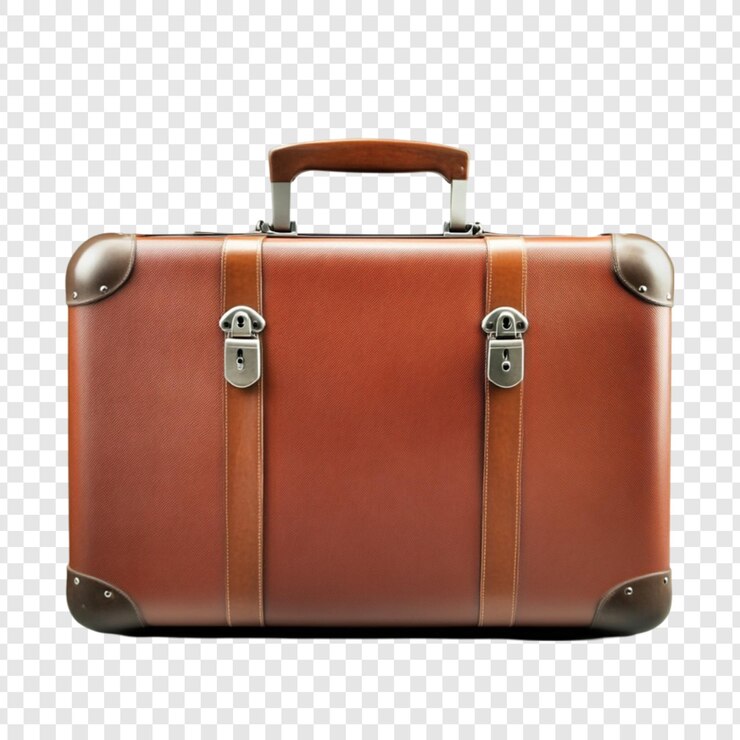 PSD maleta de couro castanha vintage bolsa de viagem bagagem retrô