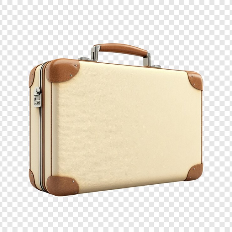 PSD maleta de viagem beige vintage, bagagem retrô.