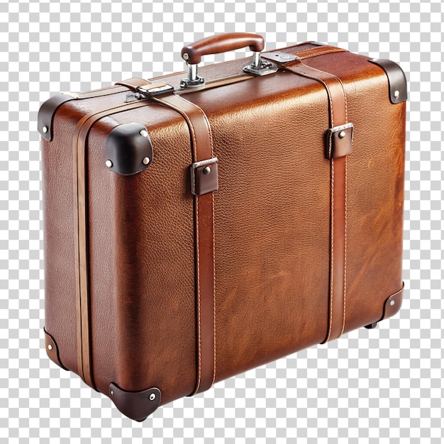 PSD maleta vintage marrón aislada sobre un fondo transparente