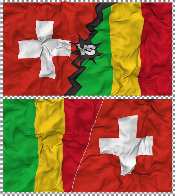 Malí contra Suiza Media bandera combinada con textura 3D de la tela