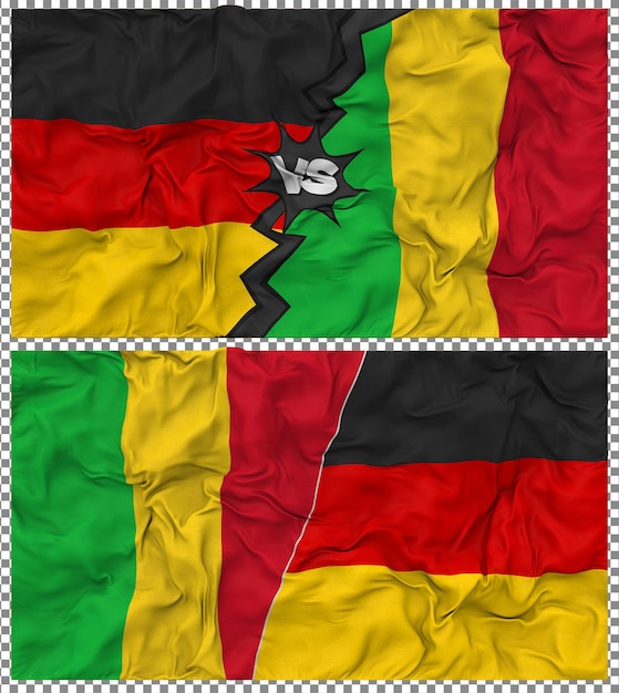 Mali contro la Germania Metà combinata bandiera tessuto bump consistenza rendering 3D