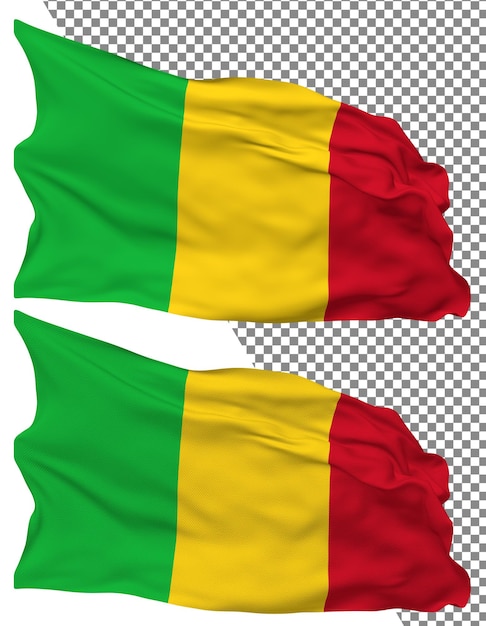 Mali flag wave isolated plain bump texture transparent background 3d rendering