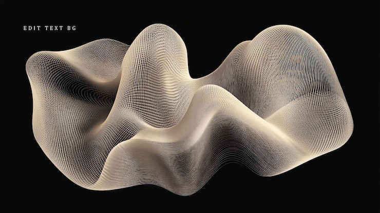 PSD malla de onda 3d beige abstracta sobre un fondo negro