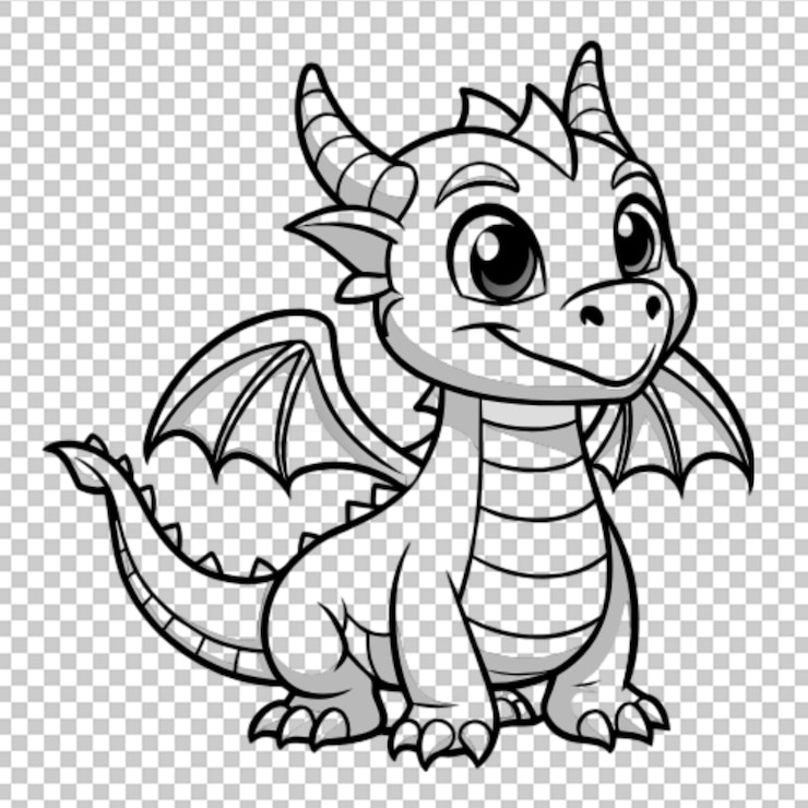 PSD malseite für kinder cartoon-stil adragon png