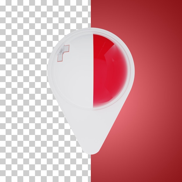 PSD malta bandera pin mapa ubicación ilustración 3d