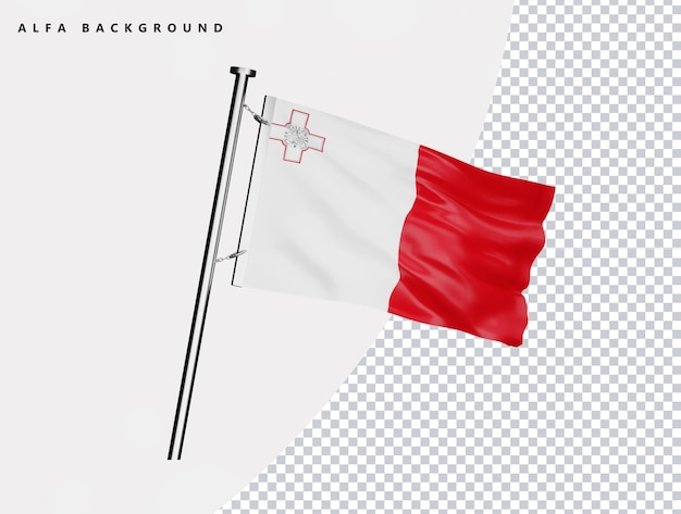 Malta-Flagge in hoher Qualität in realistischem 3D-Render