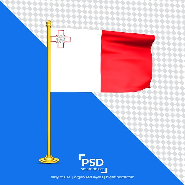PSD malta wehende flagge auf transparentem hintergrund isoliert gesetzt