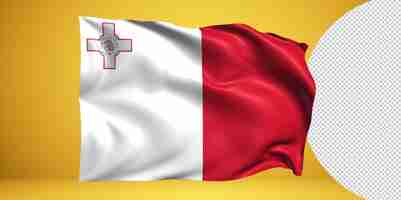 PSD malte agitant le drapeau réaliste isolé sur transparent png