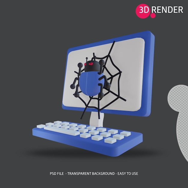 PSD malware de ícone 3d