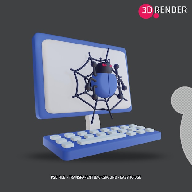 PSD malware de icono 3d