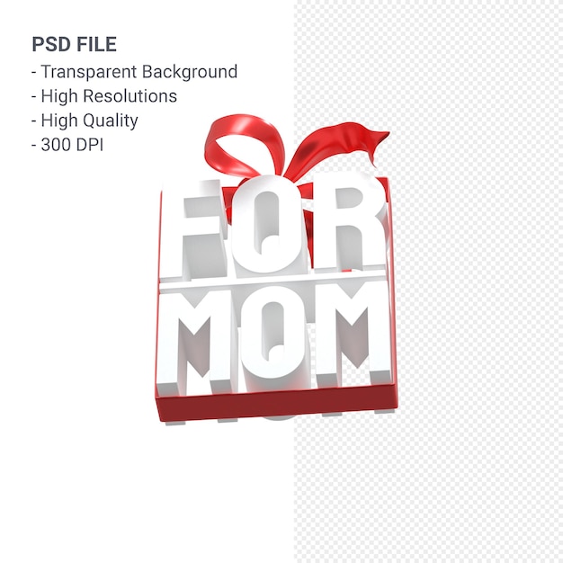 Para mamá con arco y cinta 3D rendering aislado