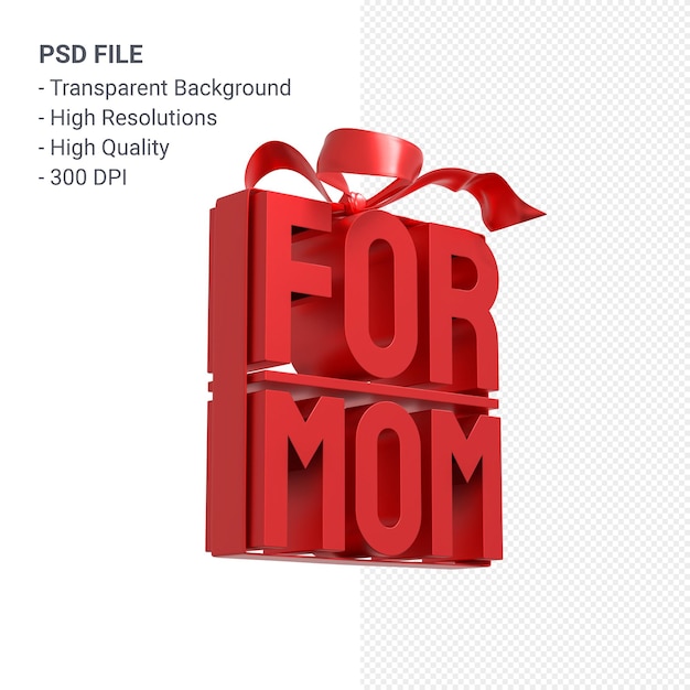 Para mamá con arco y cinta 3D rendering aislado