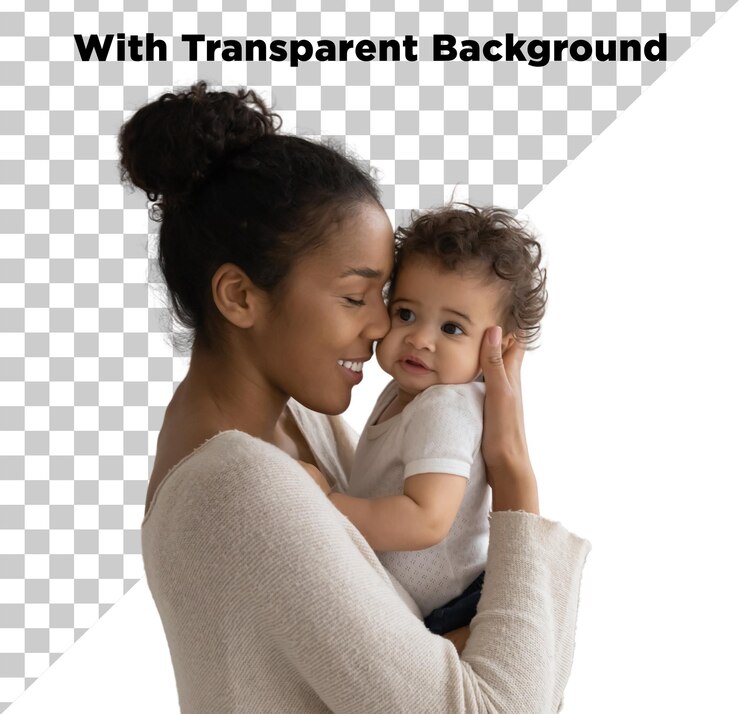 PSD maman et bébé png isolés sur un fond transparent