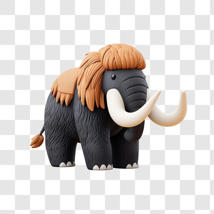 PSD mamute de desenho animado com características e design únicos