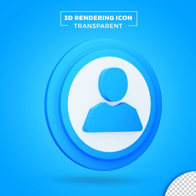 man 3d icon or social media 3d man icon rendering transparent