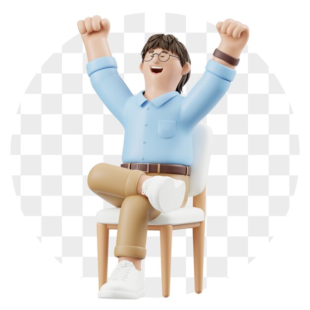 Man celebrating success with arms raised in the air