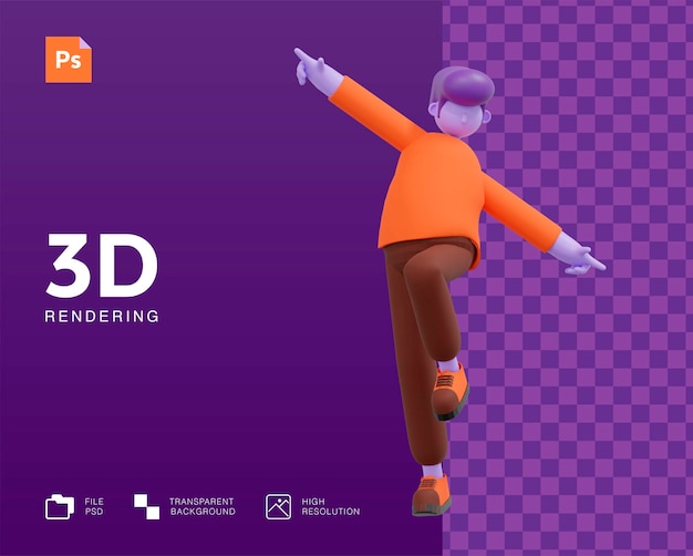 PSD man character dancing design