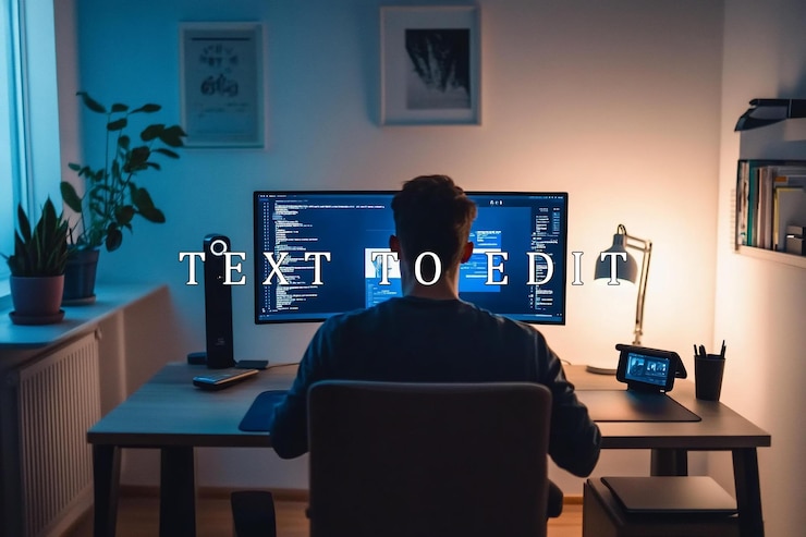 PSD man coding at home office at night