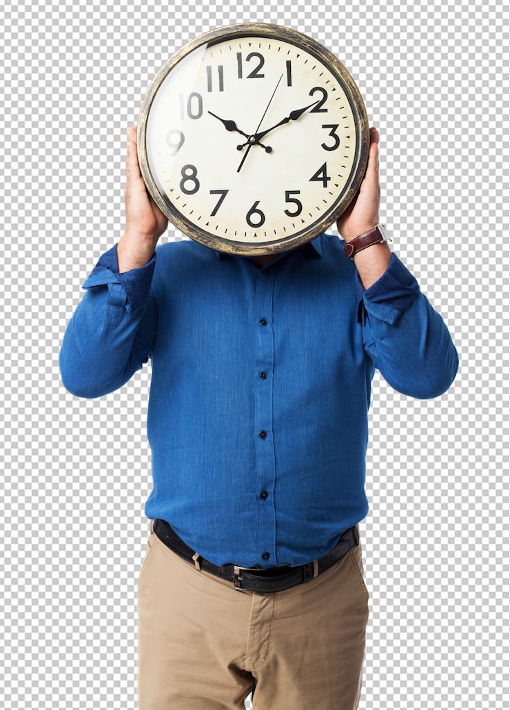 PSD man holding a clock