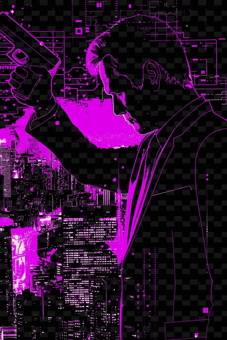 PSD man in a suit holding a gun cityscape at night in the backgr png poster background designs