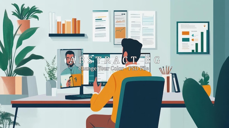 PSD man on a video call in his office