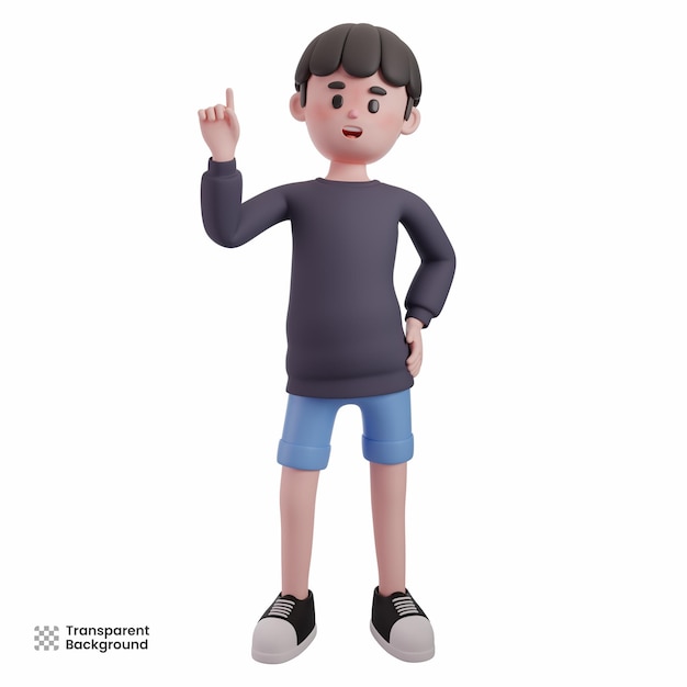 Man Pointing Upwards with an Idea 3D Character