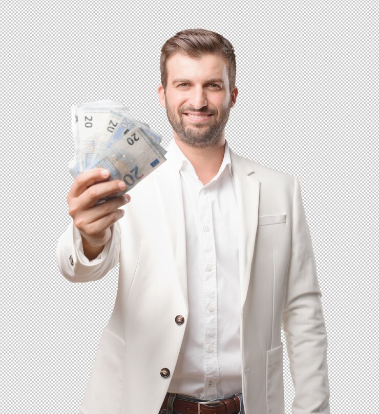 PSD man showing 20 euro bills