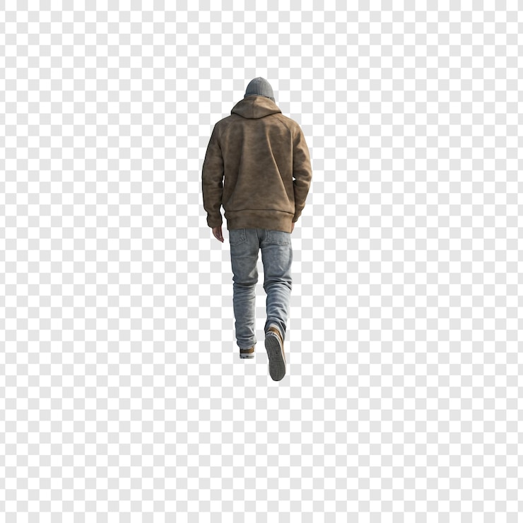 PSD man walking away in a hoodie