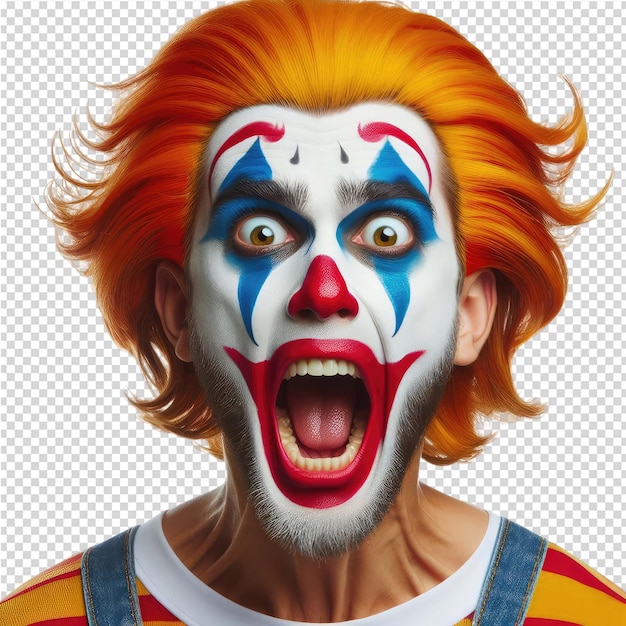 PSD a man with a clown face that saysthe word clownon it